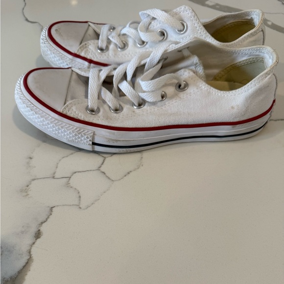Converse White Canvas Sneakers with Red and Blue Trim - Picture 4 of 7